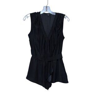 Y2K Teenflo Silk Top S Wrap Peplum Belted Goth Minimalist Neutral 100% Silk